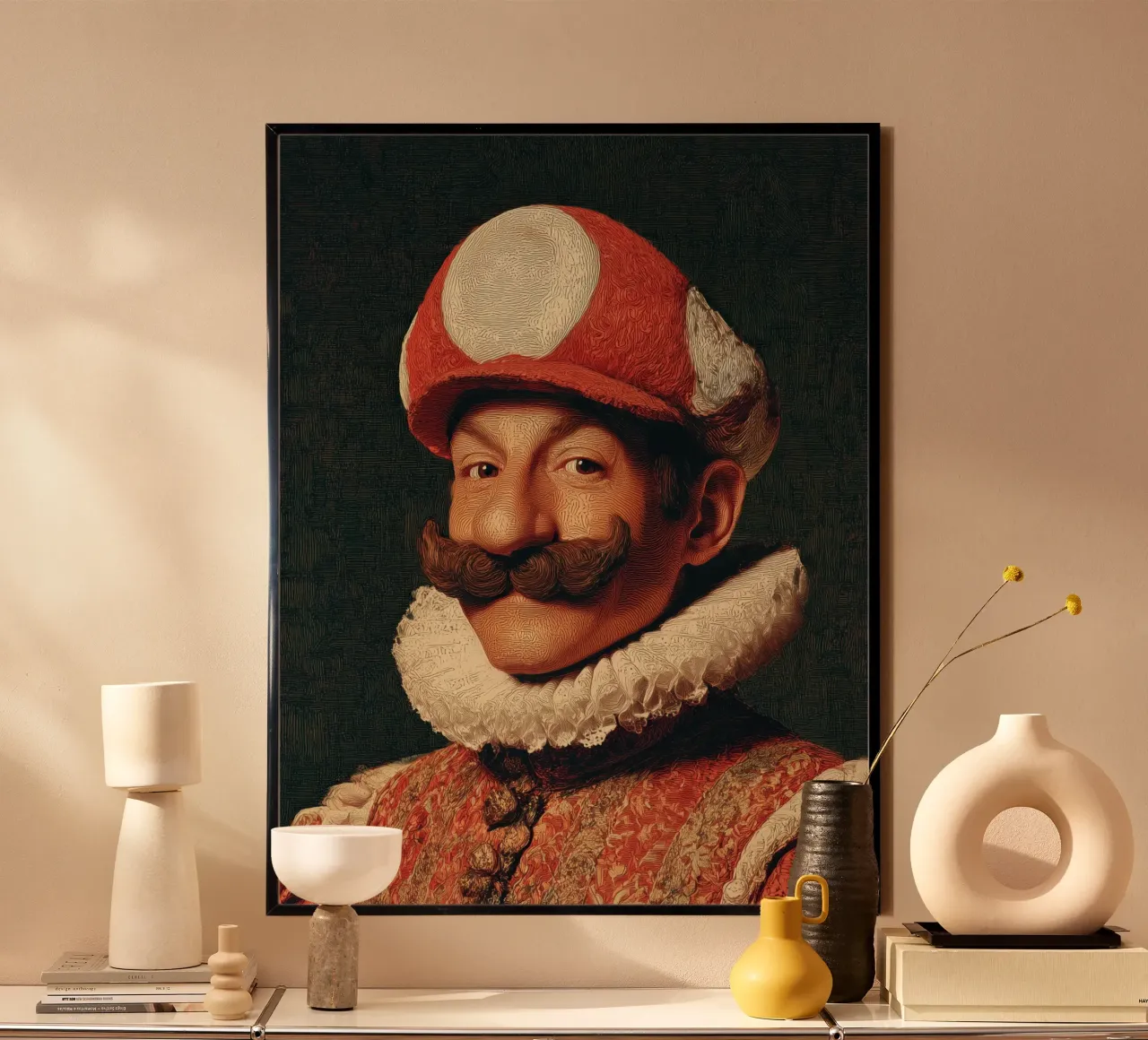 Signore Super Mario | Gioco Supereroe Pop Art Tela e Poster poster con telaio in legno da Kaji