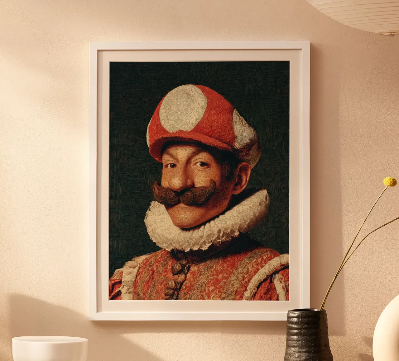 Signore Super Mario | Gioco Supereroe Pop Art Tela e Poster poster con telaio in legno da Kaji