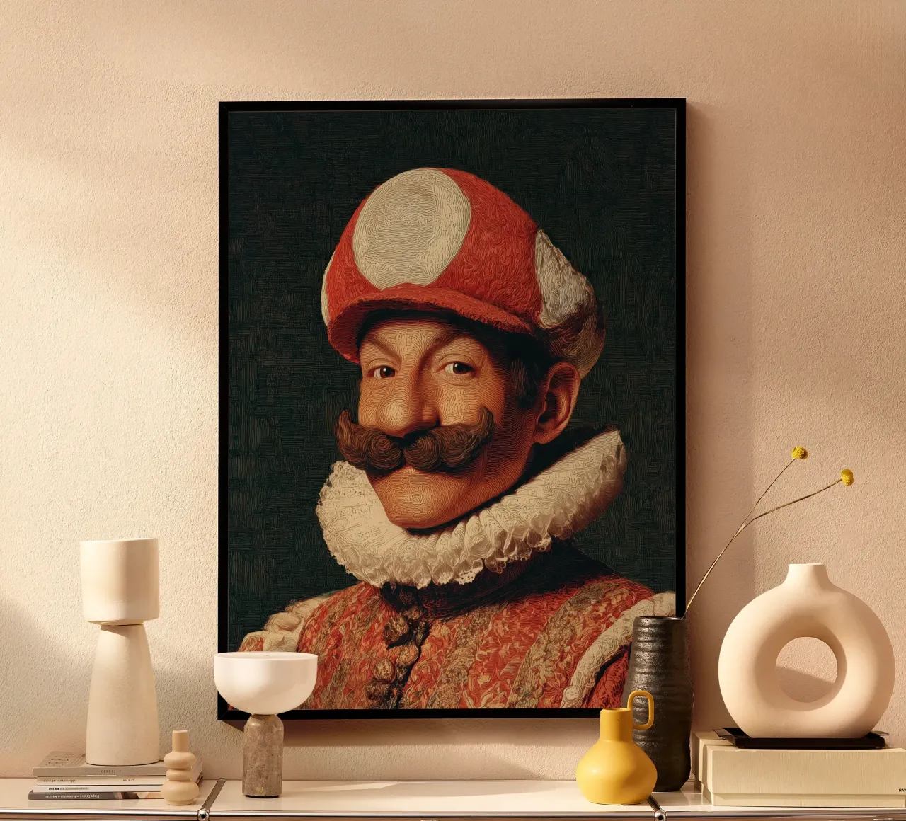 Signore Super Mario | Gioco Supereroe Pop Art Tela e Poster poster con telaio in legno da Kaji