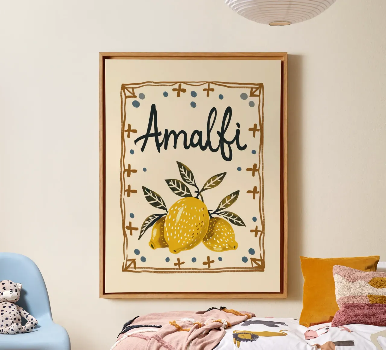 Amalfi Coast Lemon Print canvas with Floater frame by DolceVita