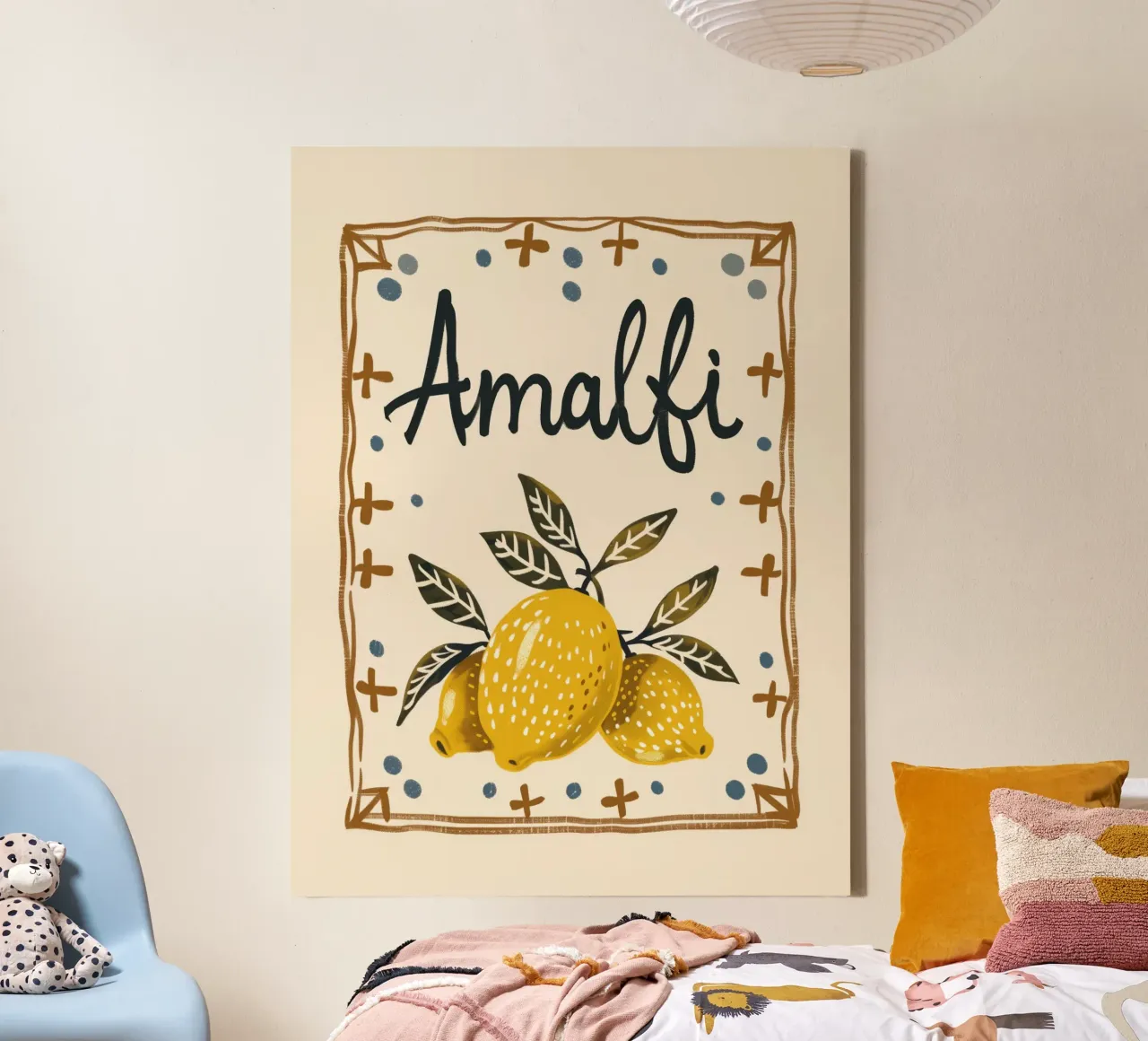 Amalfi Coast Lemon Print canvas with Floater frame by DolceVita
