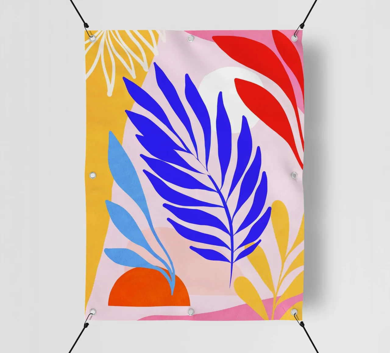 Foglie estive di dopamina - Arte tropicale ispirata a Matisse telo in pvc da Dominique Vari