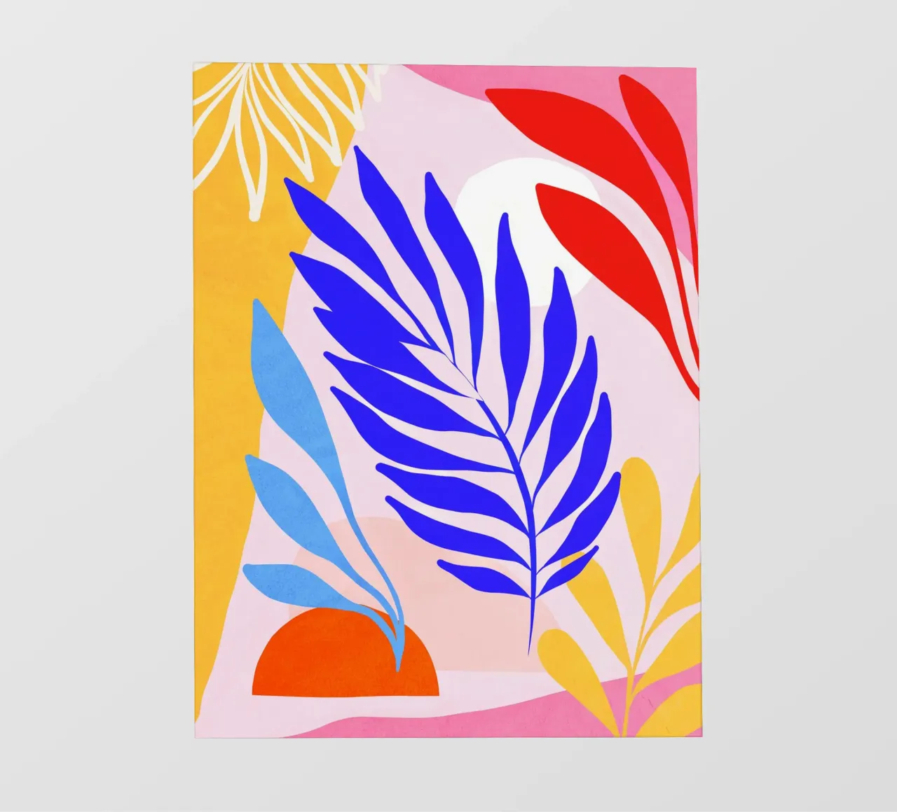Foglie estive di dopamina - Arte tropicale ispirata a Matisse telo in pvc da Dominique Vari