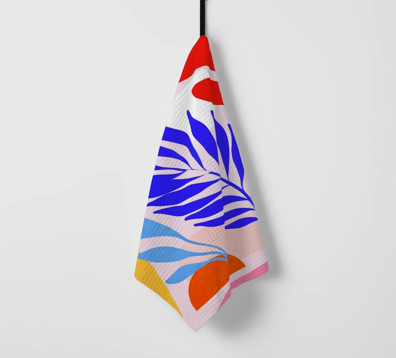 Dopamine Summer Leaves • Tropical Matisse-Inspired Art tea towel by Dominique Vari