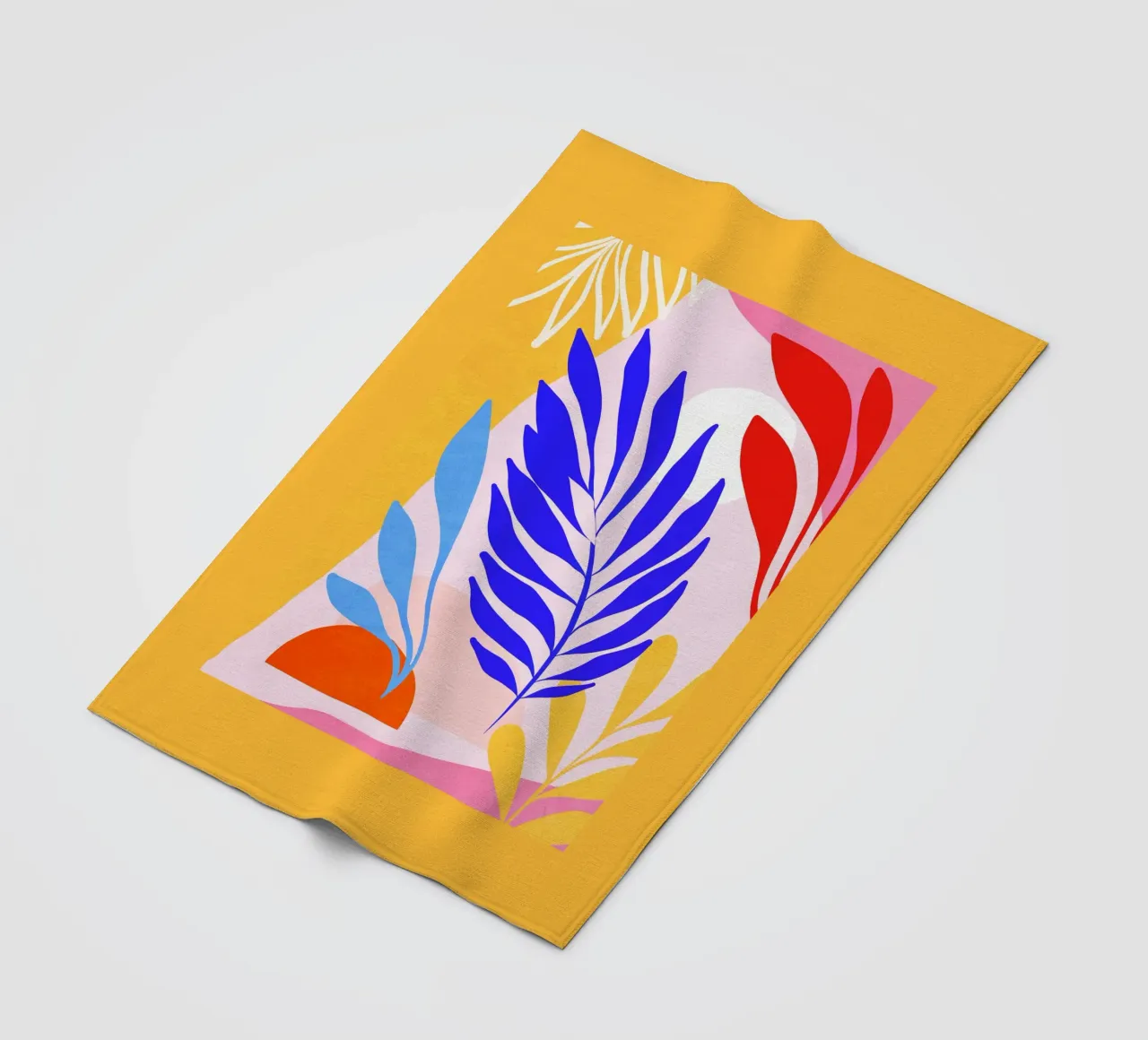 Foglie estive di dopamina - Arte tropicale ispirata a Matisse coperta in pile da Dominique Vari