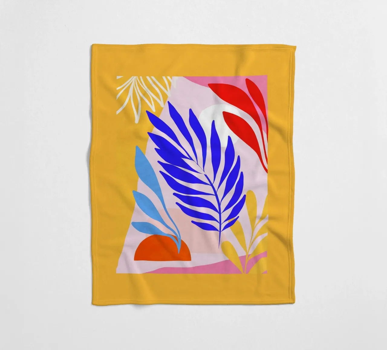 Foglie estive di dopamina - Arte tropicale ispirata a Matisse coperta in pile da Dominique Vari