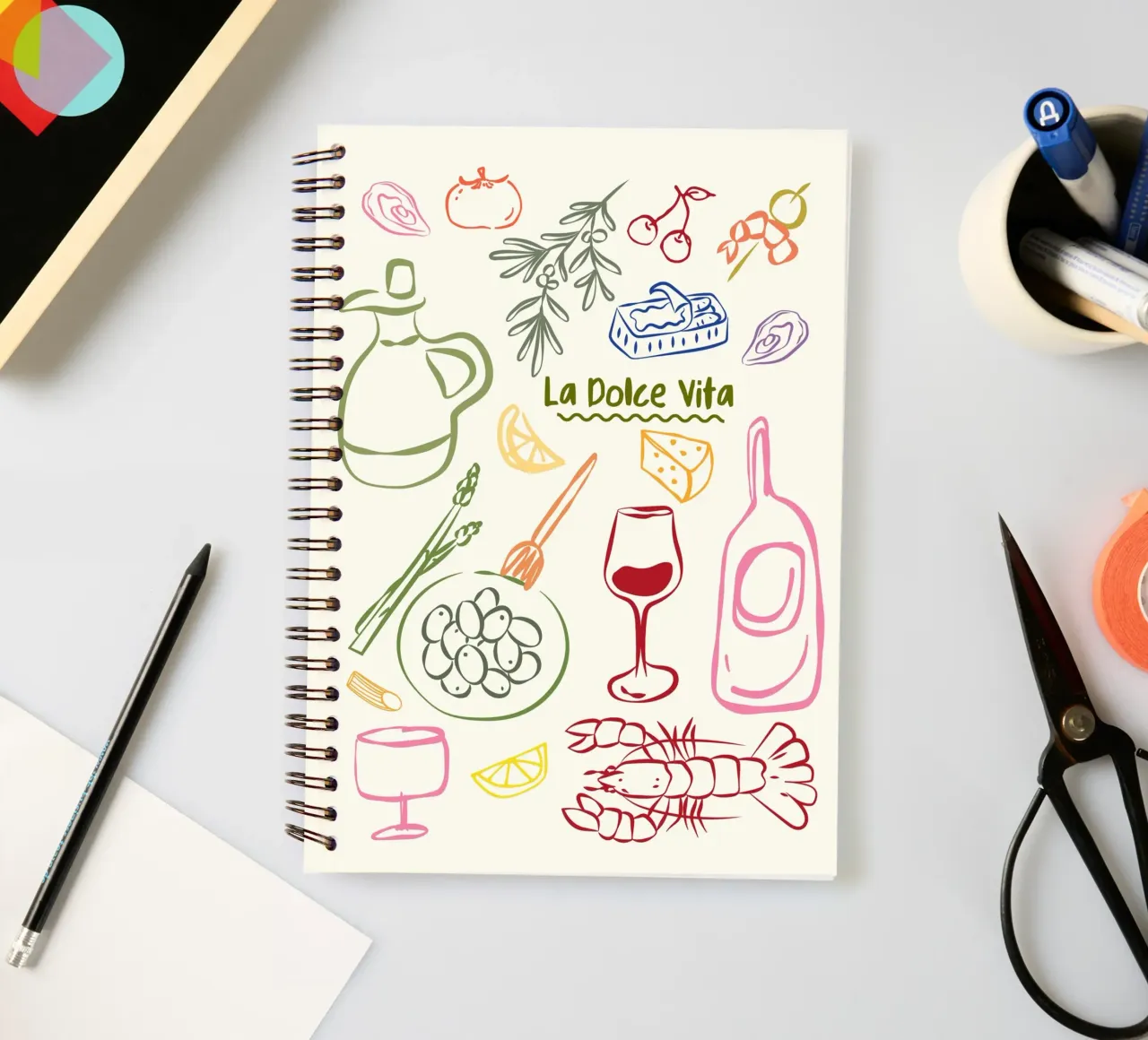 La Dolce Vita, Italian Colourful Art spiral notebook by DolceVita