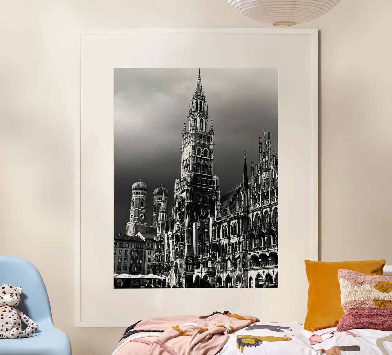 Marienplatz Munich poster with wooden frame by Dorothea Baur