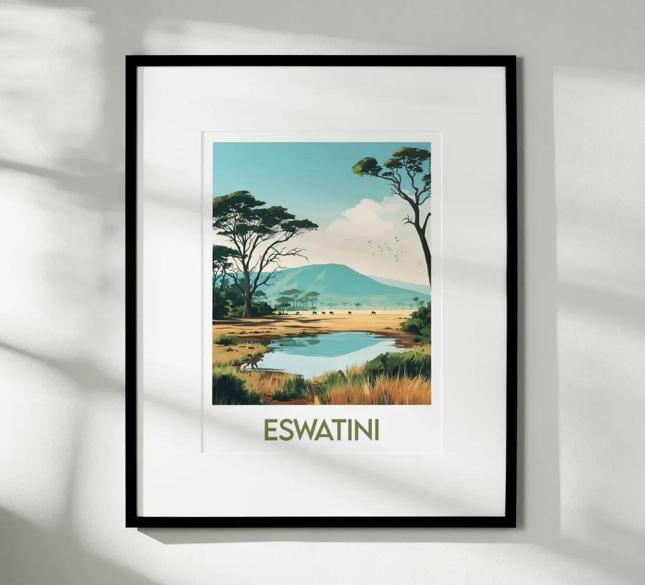 Affiche Eswatini poster con telaio in legno da Frame the World
