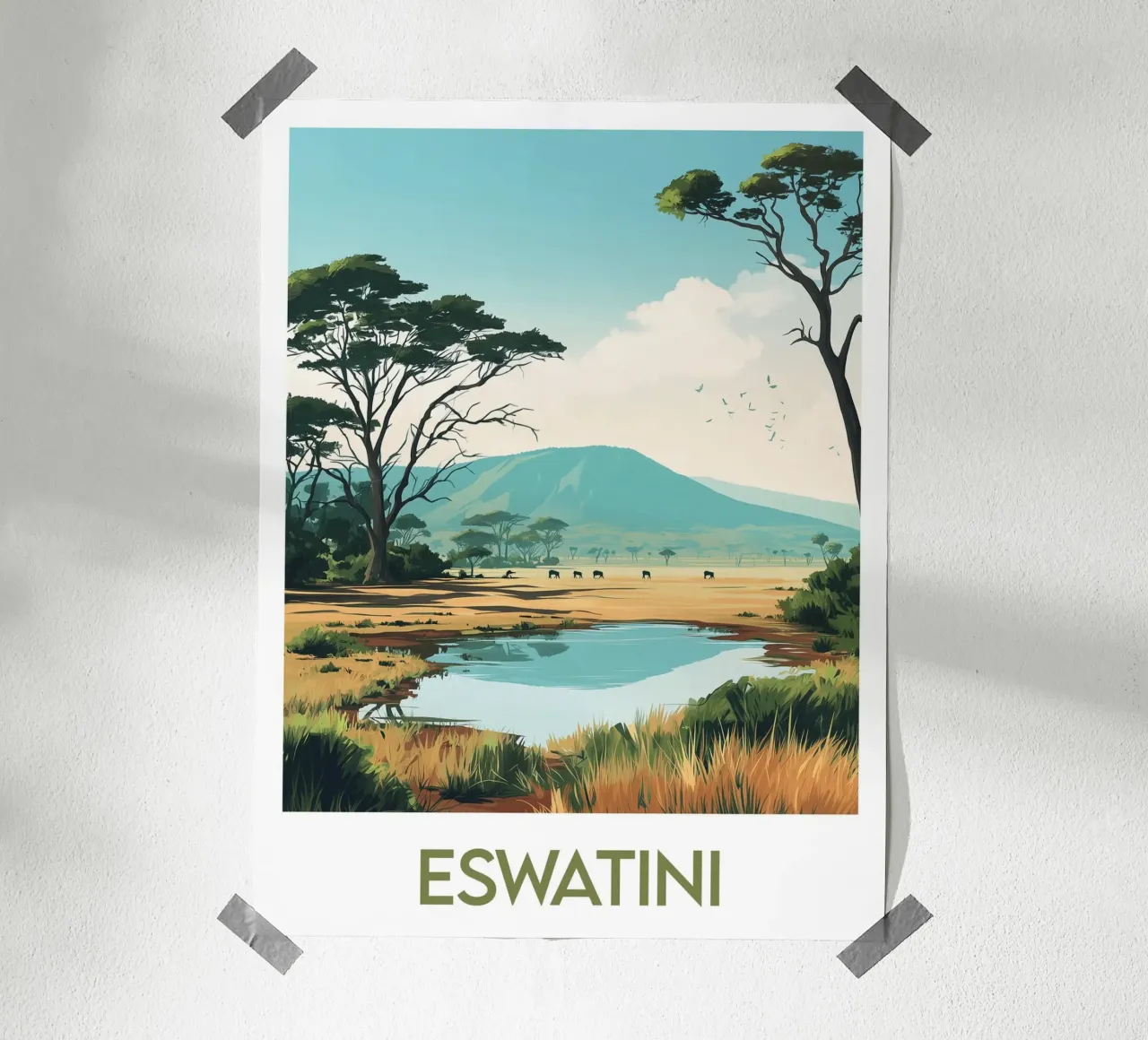 Affiche Eswatini poster con telaio in legno da Frame the World