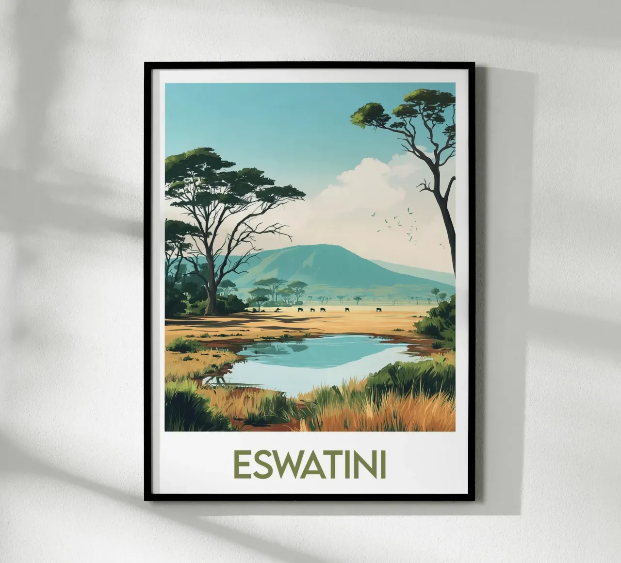 Affiche Eswatini poster con telaio in legno da Frame the World
