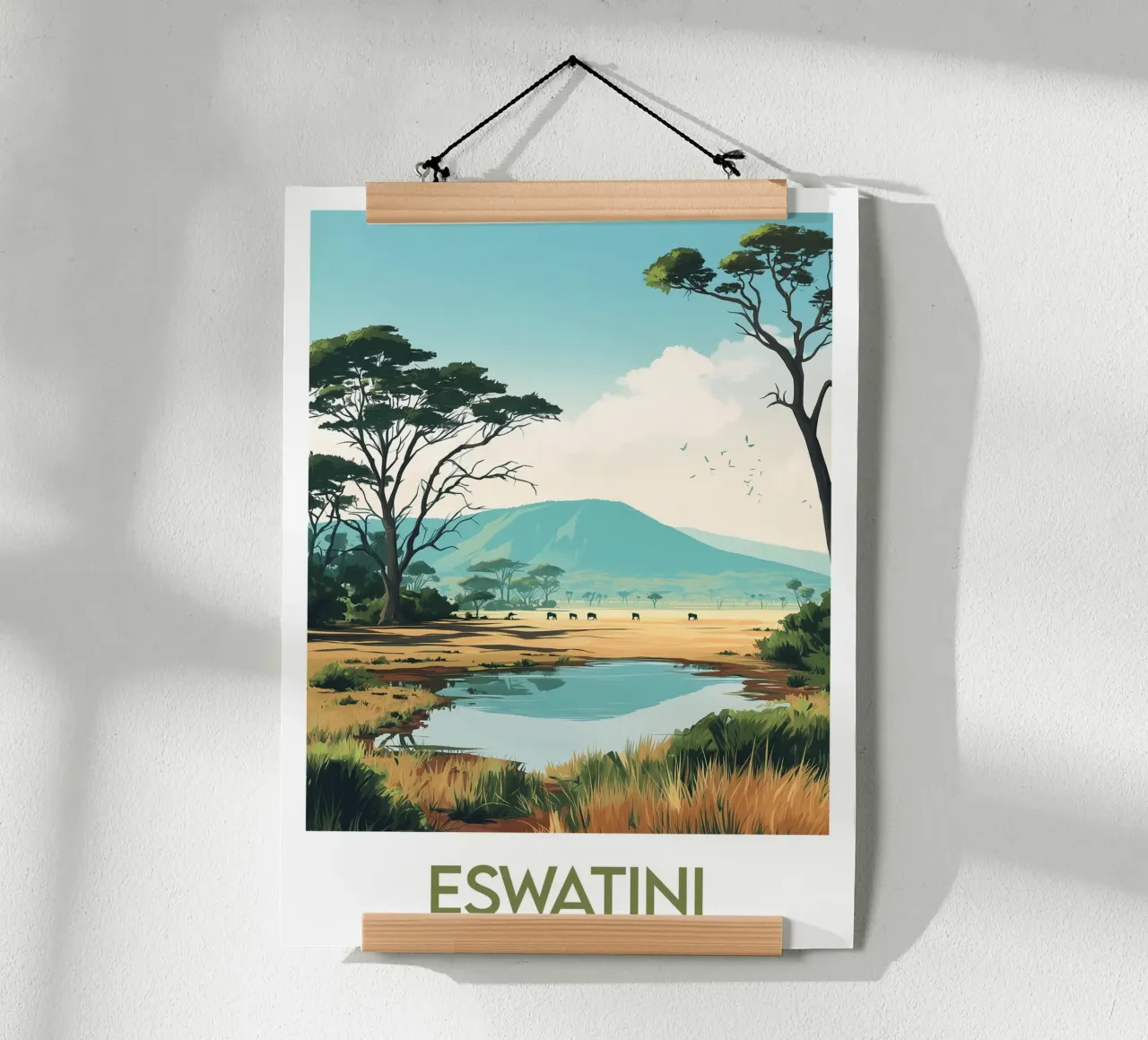 Affiche Eswatini poster con telaio in legno da Frame the World