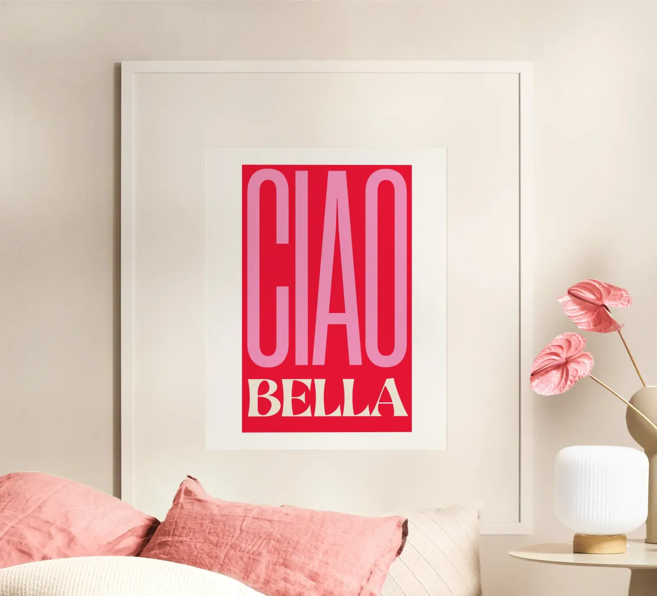Ciao Bella poster con telaio in legno da PrintStudio