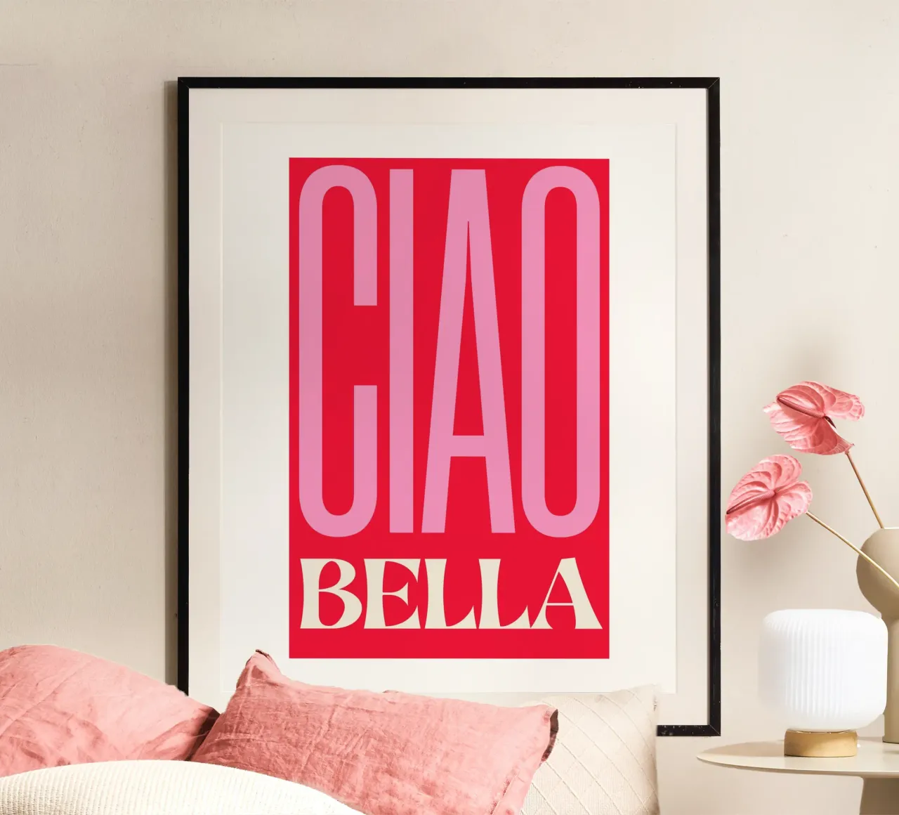 Ciao Bella poster con telaio in legno da PrintStudio