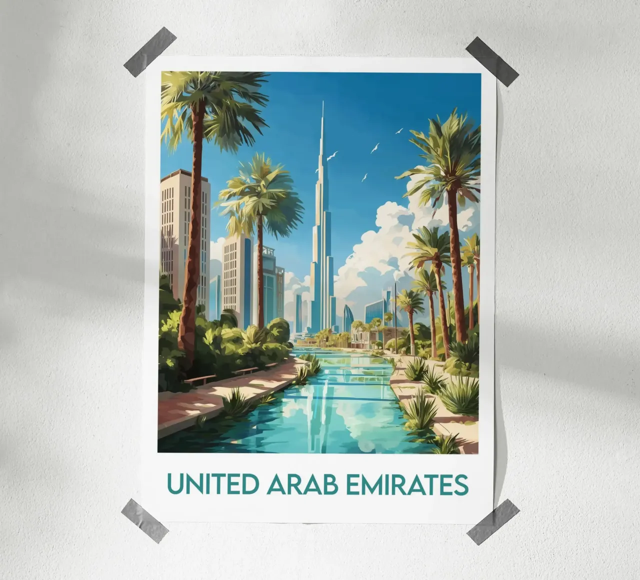 Manifesto degli Emirati Arabi Uniti poster con telaio in alluminio da Frame the World