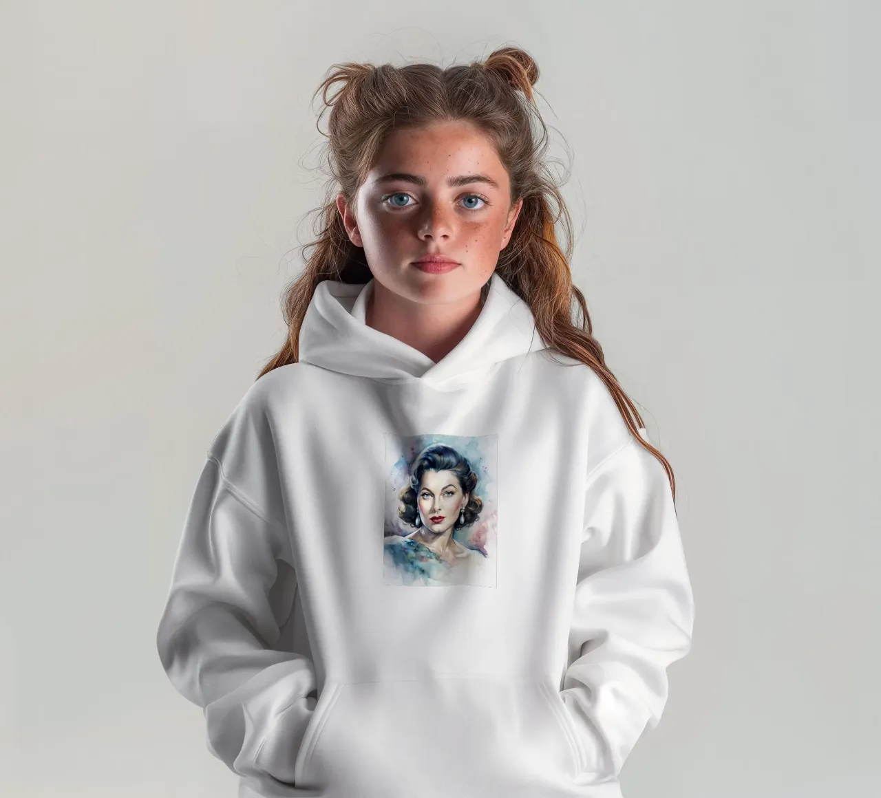 Ava Gardner in watercolor kids hoodie by 🎁 ARTVI-SHOP