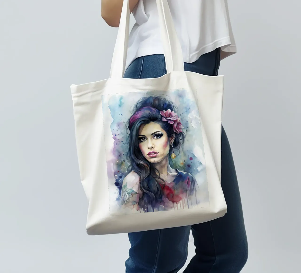 Amy Winehouse in acquerello borsa in juta da 🎁 ARTVI-SHOP