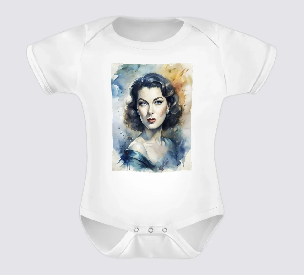 Ava Gardner in acquerello body neonato maniche corte da ARTVI-SHOP