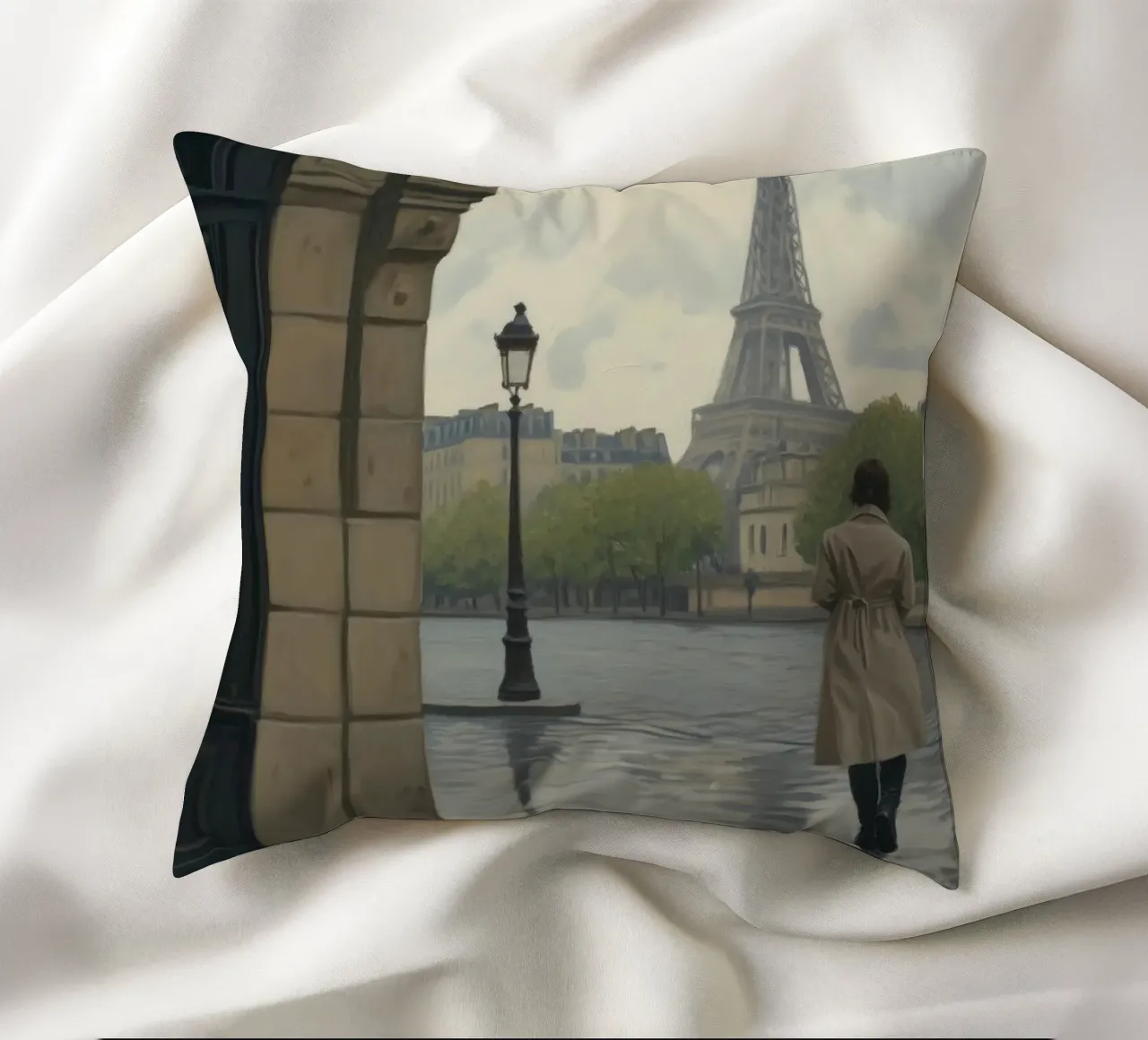 Giornata di pioggia a Parigi cuscino da Art Center