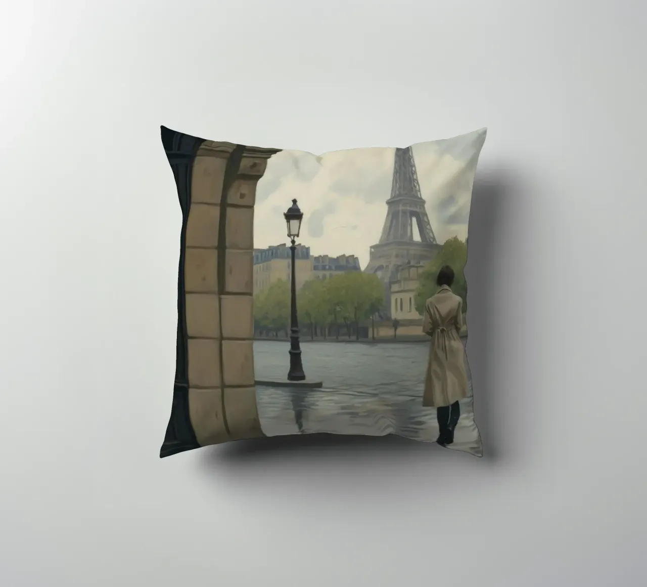 Giornata di pioggia a Parigi cuscino da Art Center