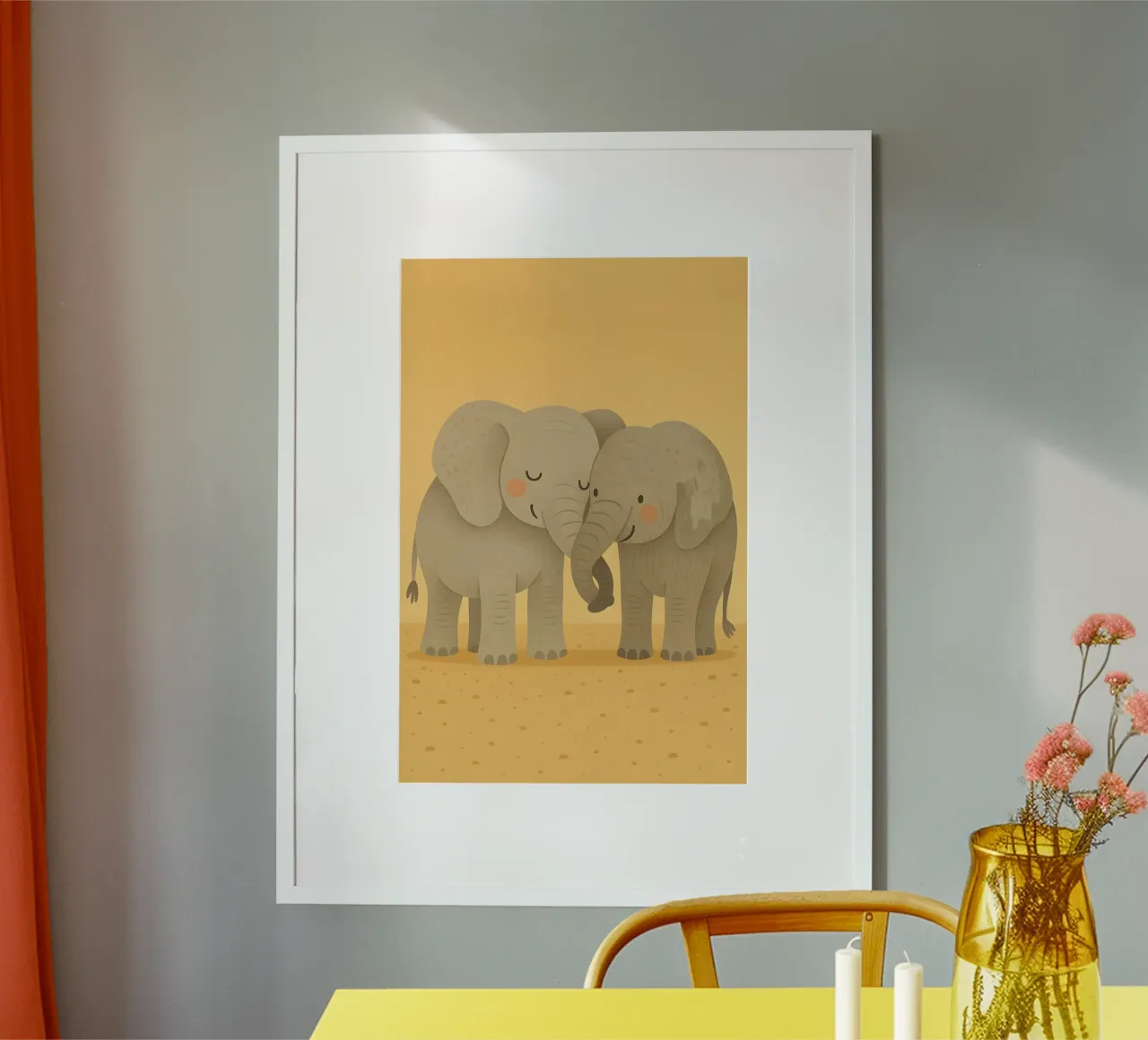 Entzückendes Elefanten-Duo - Kindertier Poster von Tiny Tails & Stripes