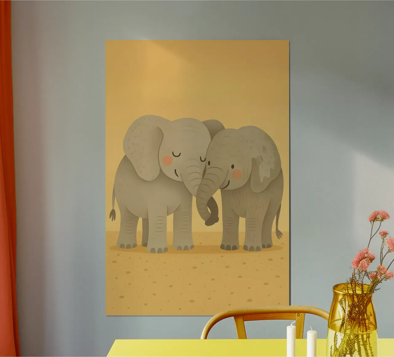 Entzückendes Elefanten-Duo - Kindertier Poster von Tiny Tails & Stripes