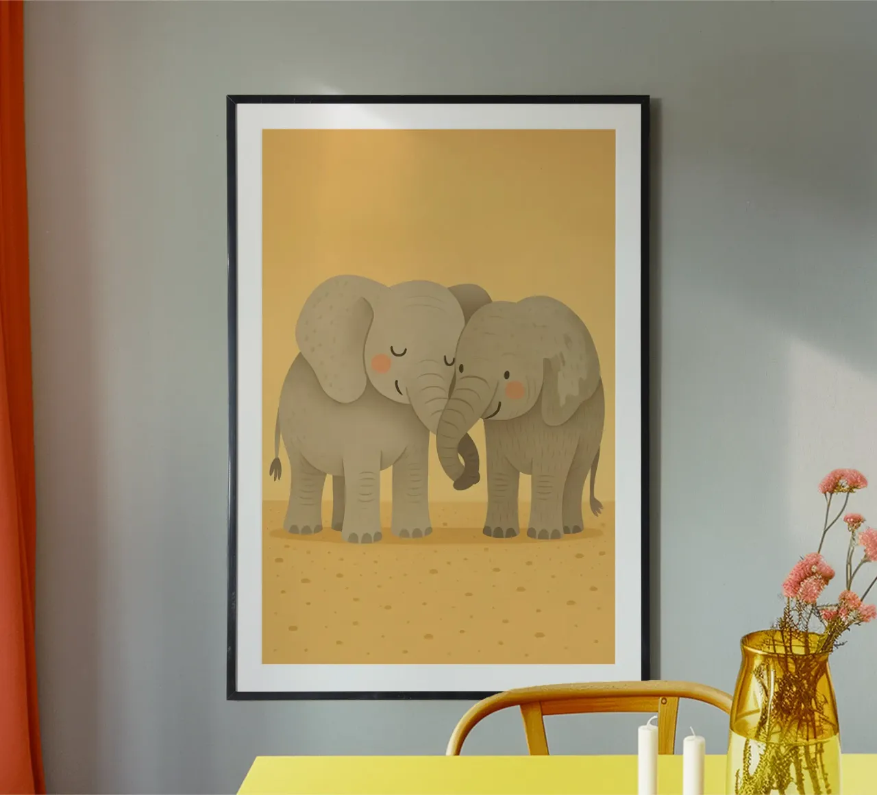 Entzückendes Elefanten-Duo - Kindertier Poster von Tiny Tails & Stripes