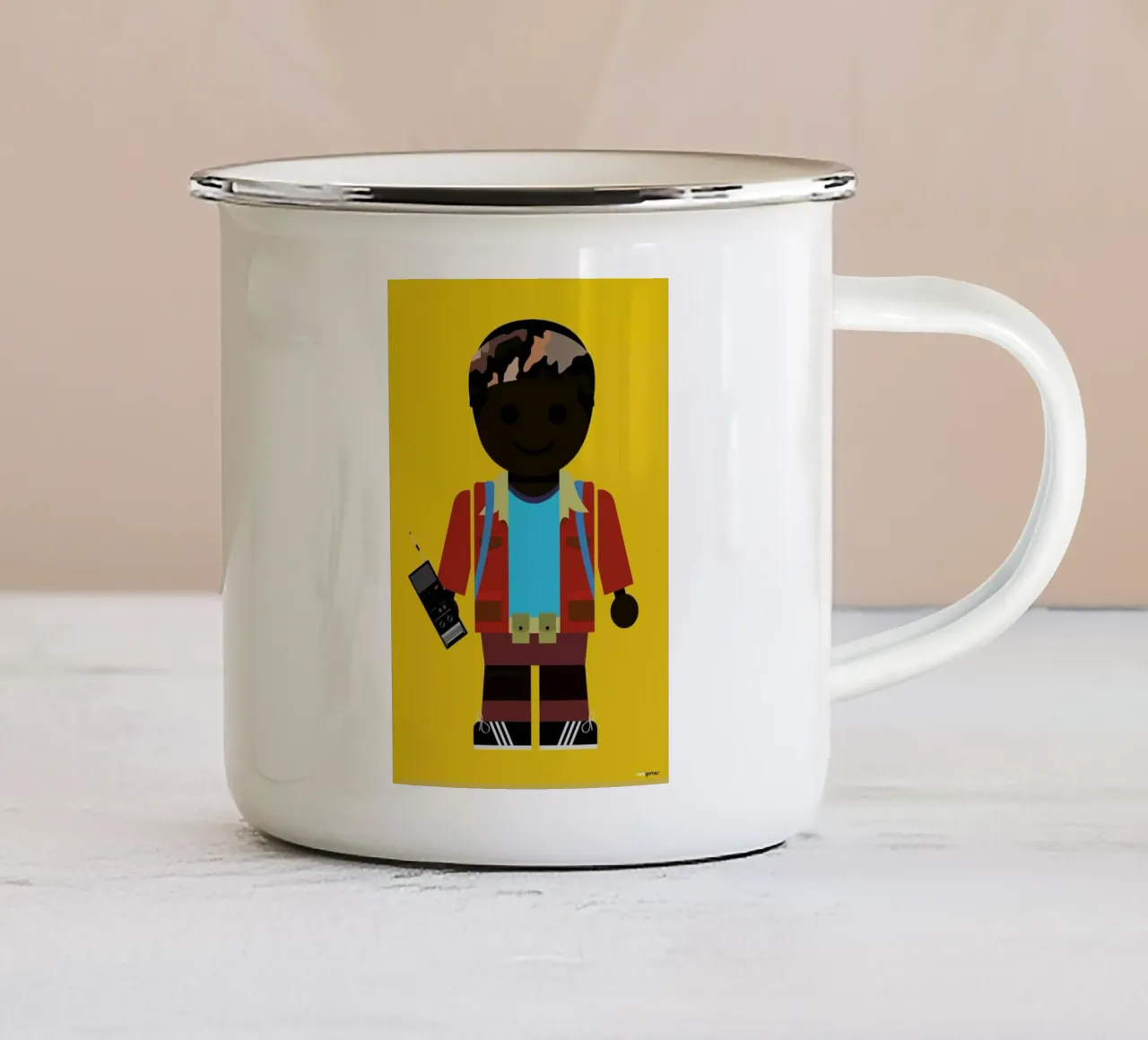 Lucas Toy taza de esmalte de Rafa Gomes