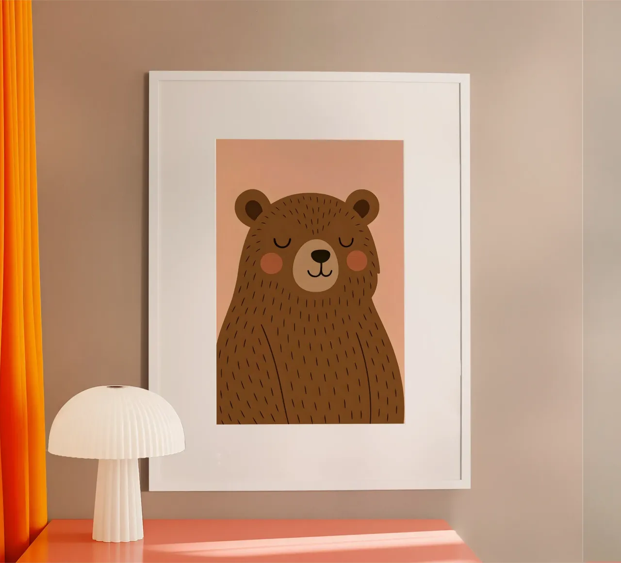 Adorabile orso - Animale per bambini poster con telaio in plastica da Tiny Tails & Stripes
