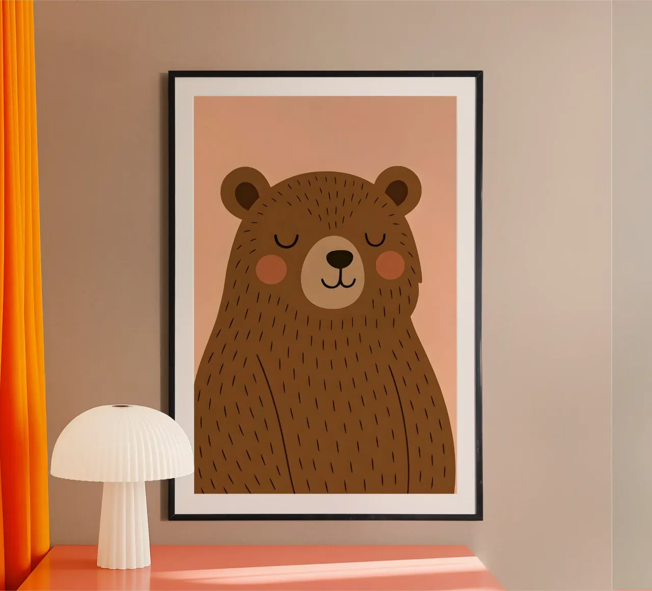 Adorabile orso - Animale per bambini poster con telaio in plastica da Tiny Tails & Stripes
