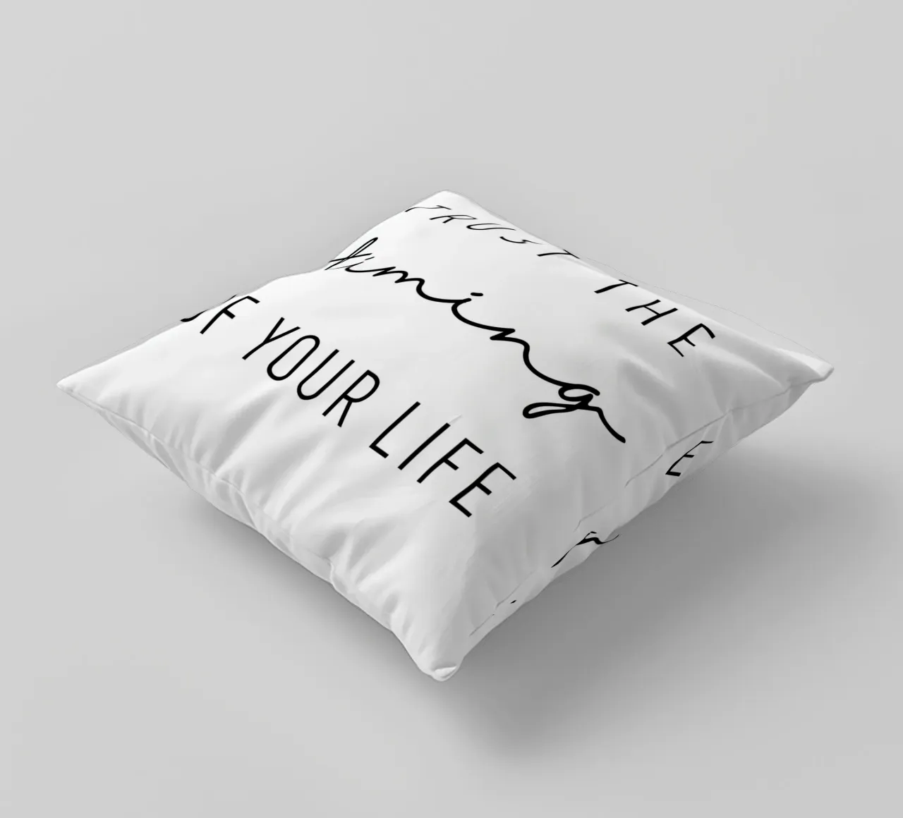 Trust the timing decorative cushion by BAINAI QUOTES