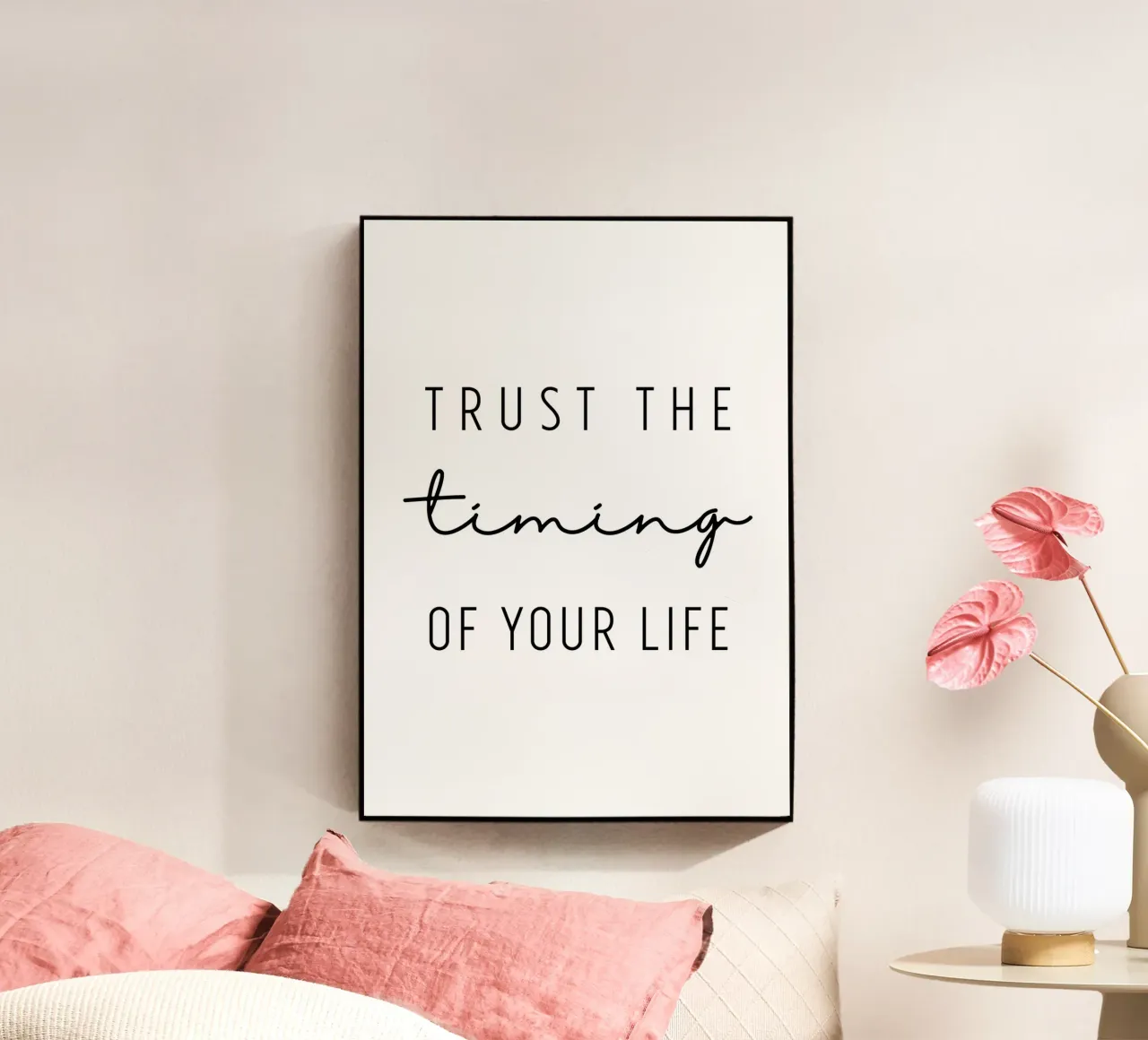 Trust the timing acrylic glass by BAINAI QUOTES
