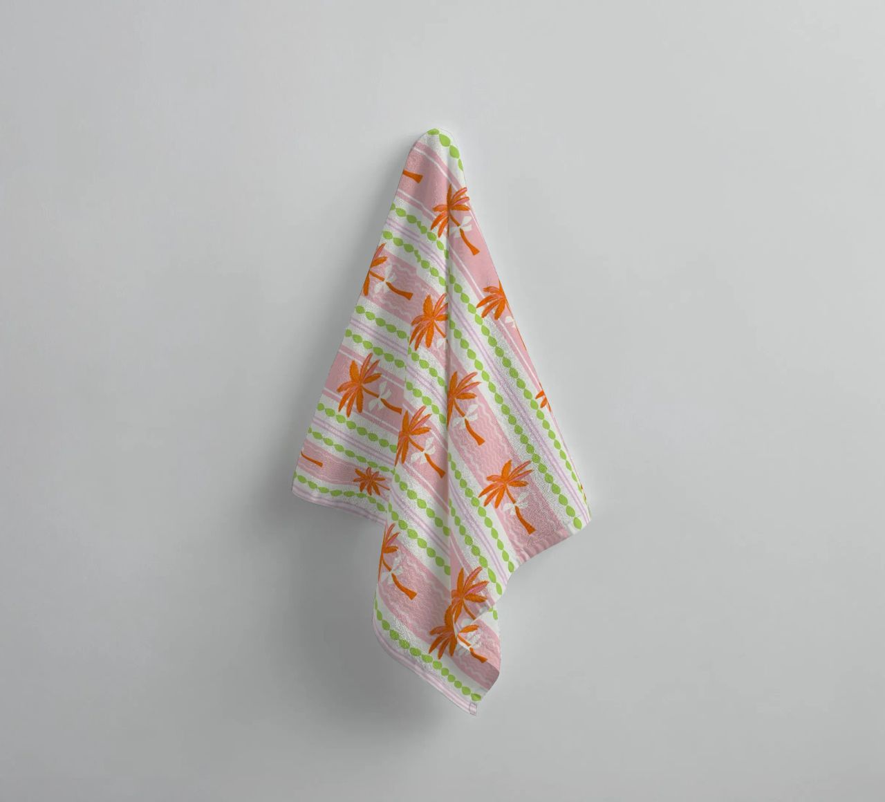 Motif Preppy Palms & Bows Tropical Grandmillennial Stripe (motifs à rayures) serviette de bain de Dominique Vari