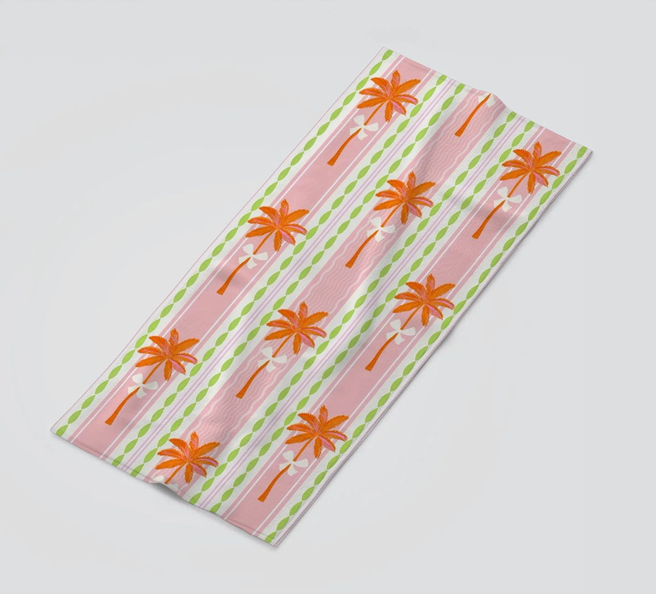 Motivo a righe Preppy Palms & Bows Tropical Grandmillennial telo mare da Dominique Vari