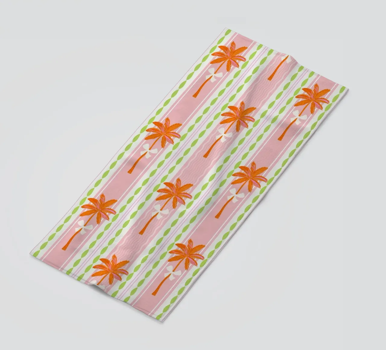 Motivo a righe Preppy Palms & Bows Tropical Grandmillennial telo mare da Dominique Vari