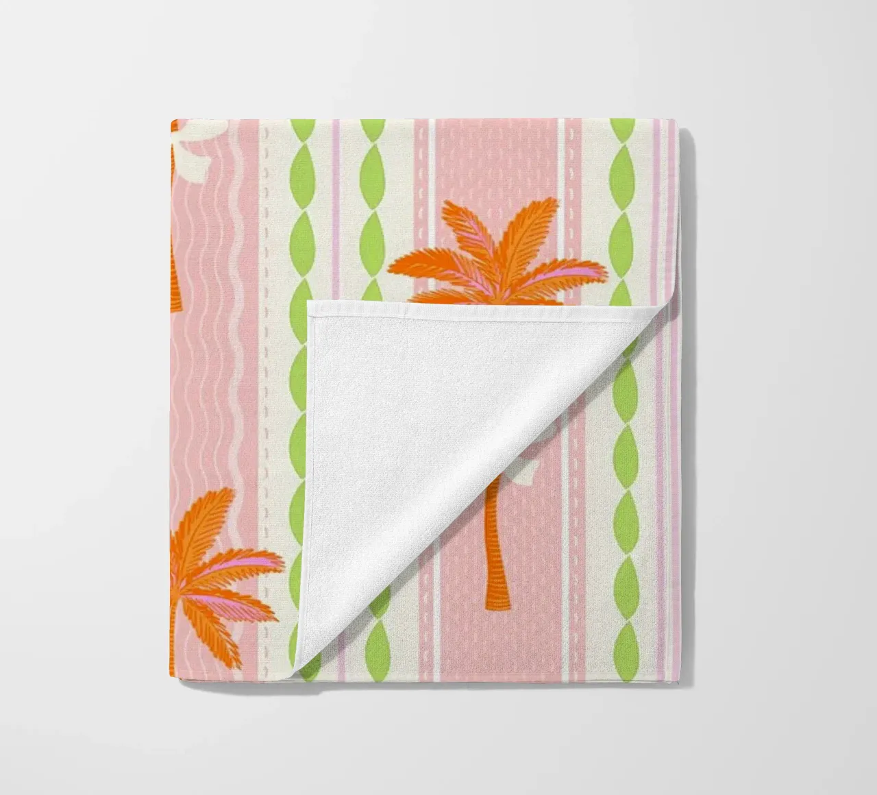 Motivo a righe Preppy Palms & Bows Tropical Grandmillennial telo mare da Dominique Vari