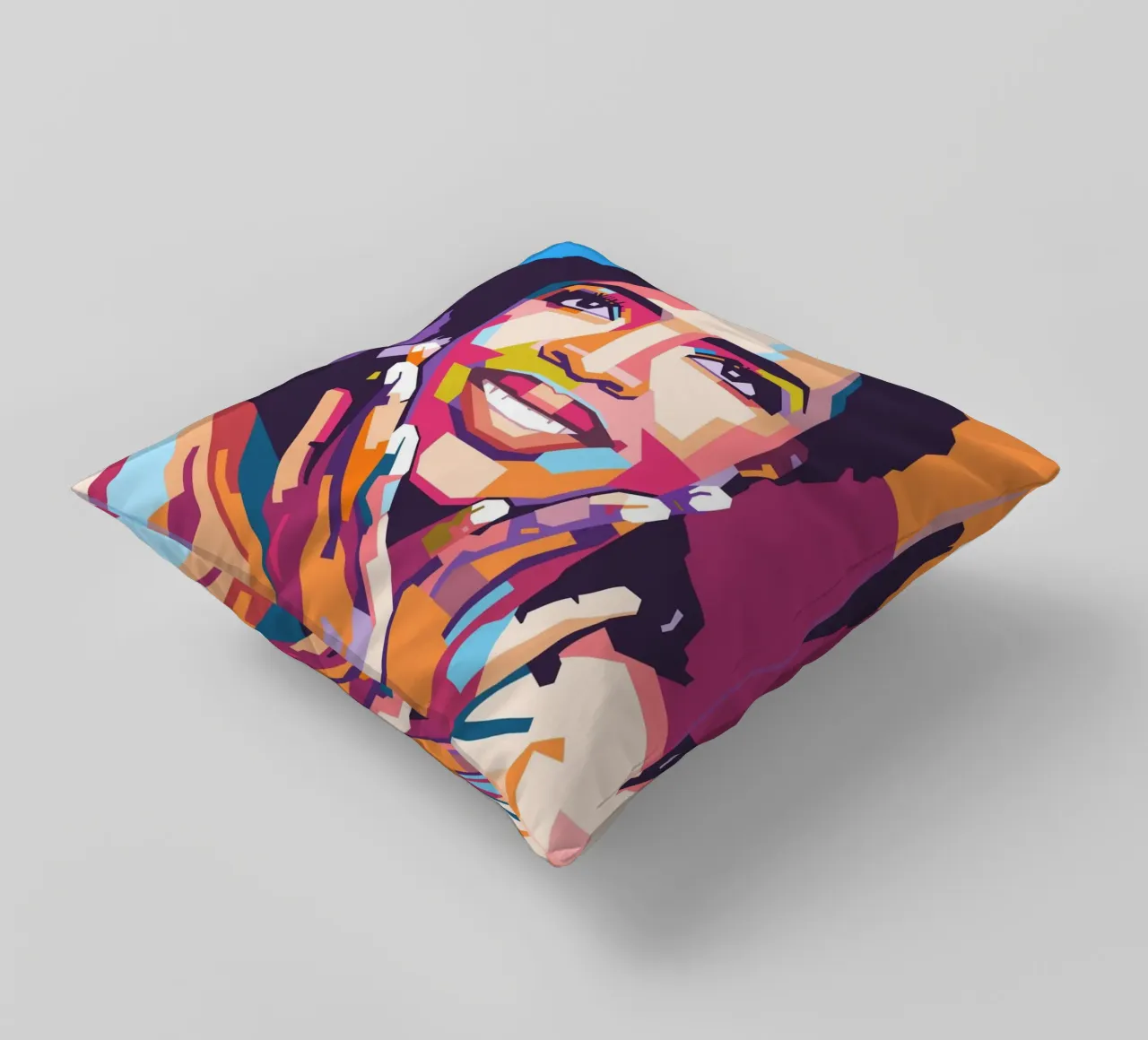 Lauryn Hill pop art portrait decorative cushion by Hantamrata