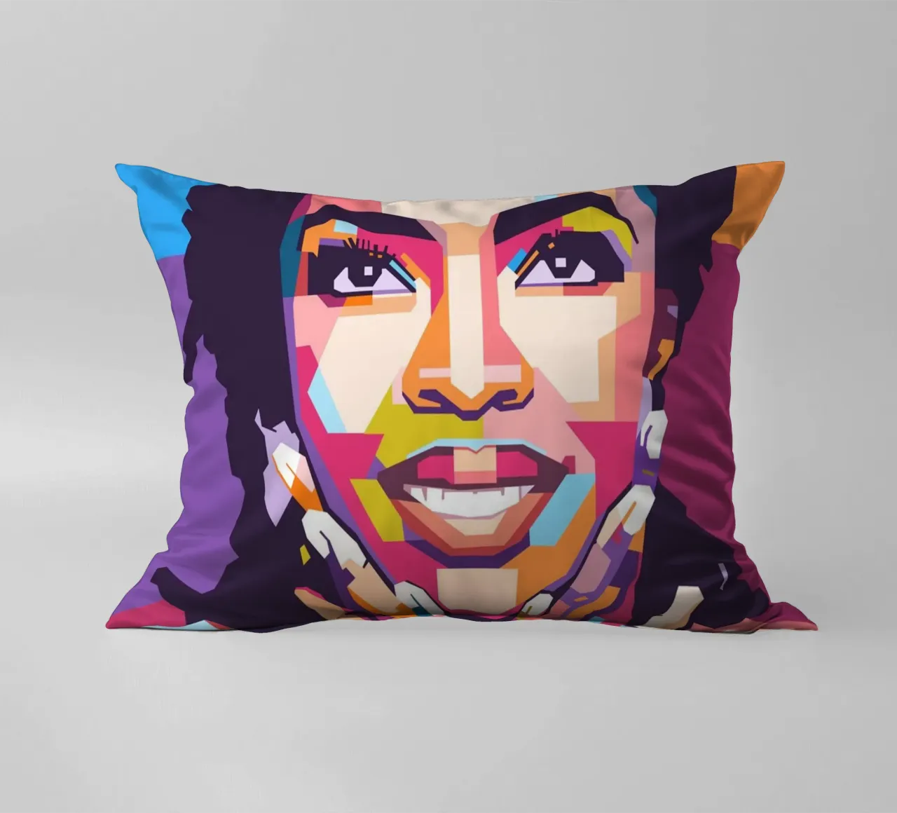 Lauryn Hill pop art portrait decorative cushion by Hantamrata
