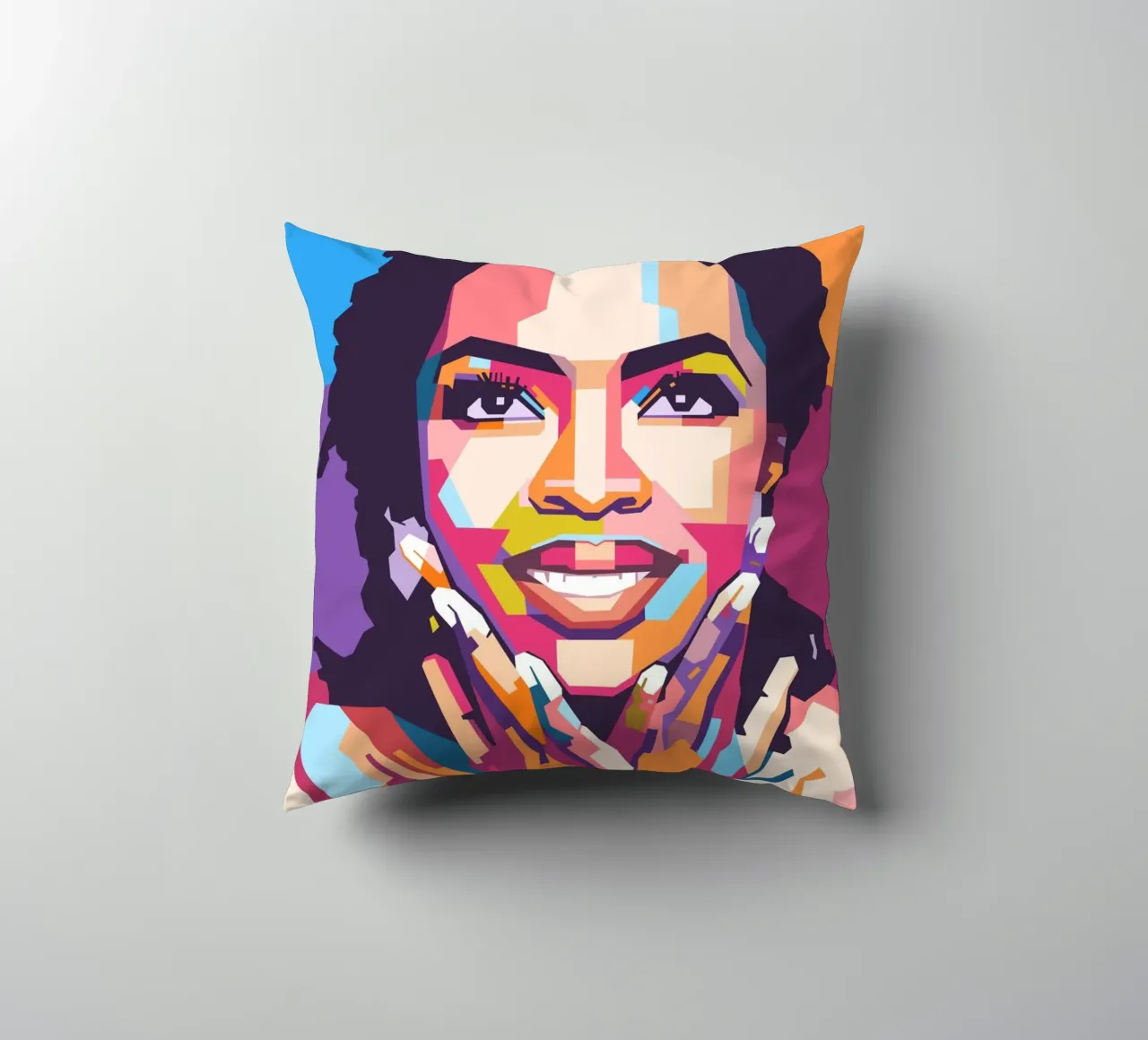 Lauryn Hill pop art portrait decorative cushion by Hantamrata