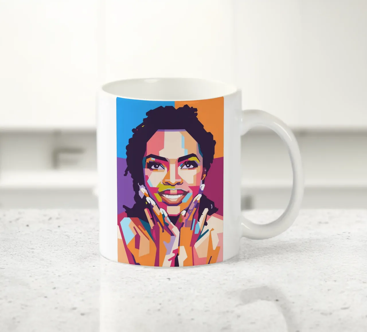 Lauryn Hill Pop-Art-Porträt Keramik Tasse von Hantamrata