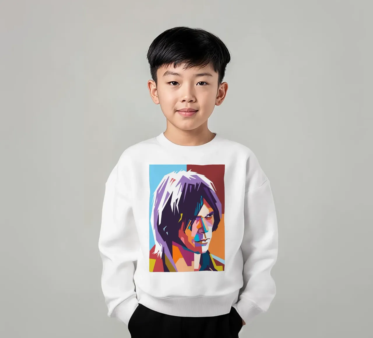 Neil Young pop art portrait kids sweatshirt by Hantamrata
