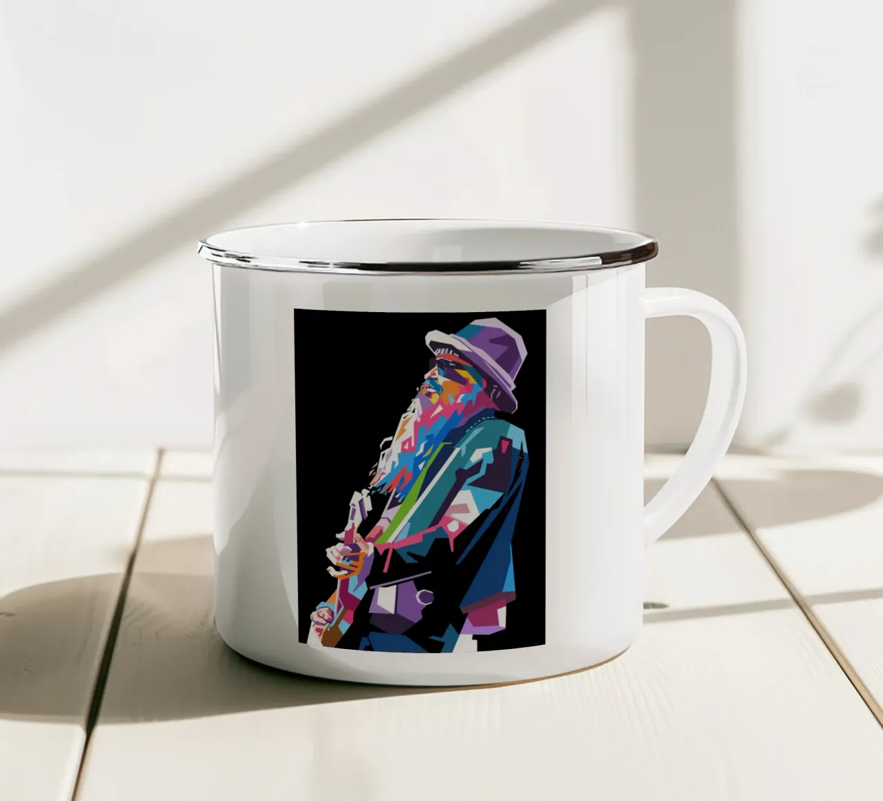 ZZ TOP Billy Gibbons pop art tazza in smalto da Hantamrata