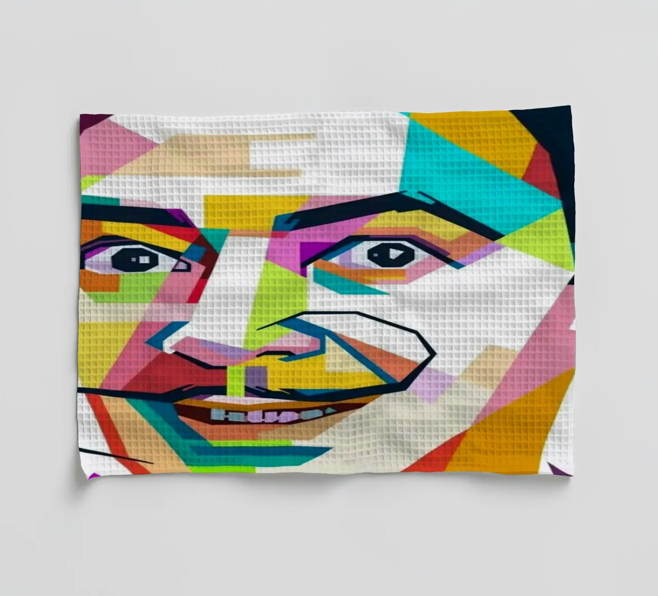 Salvador Dali pop art portrait tea towel by Hantamrata