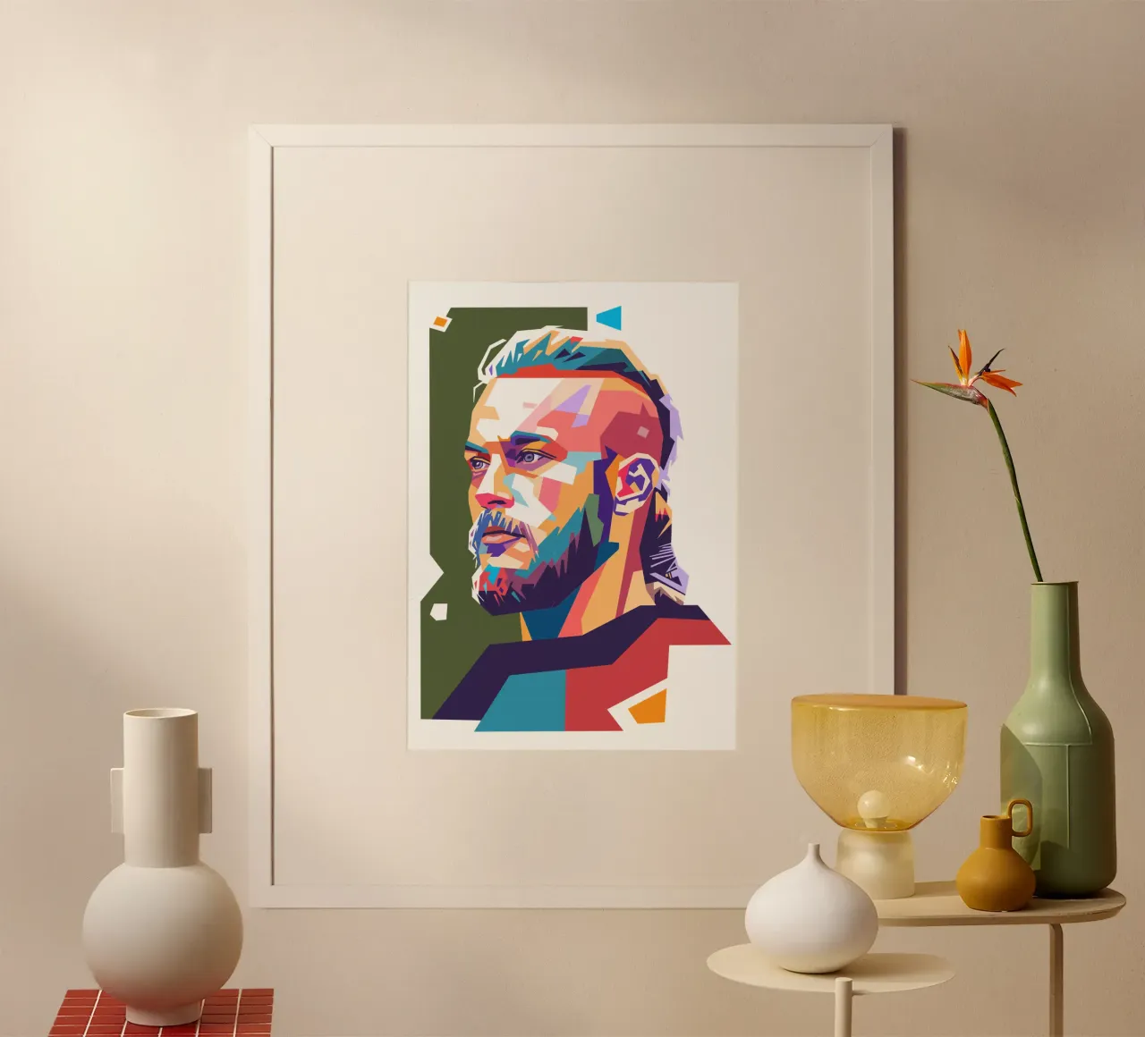 Ragnar Lothbrok il vichingo poster con telaio in alluminio da Hantamrata