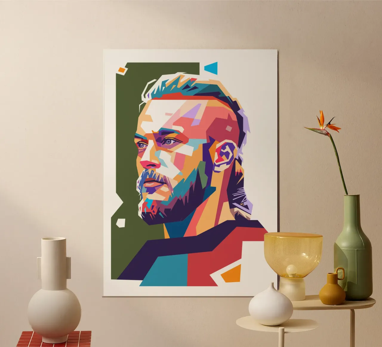 Ragnar Lothbrok il vichingo poster con telaio in alluminio da Hantamrata