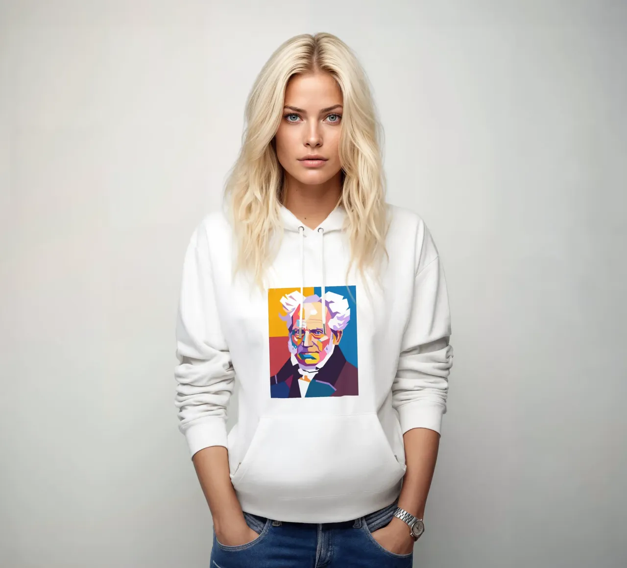 Ritratto pop art di Arthur Schopenhauer felpa con cappuccio da Hantamrata