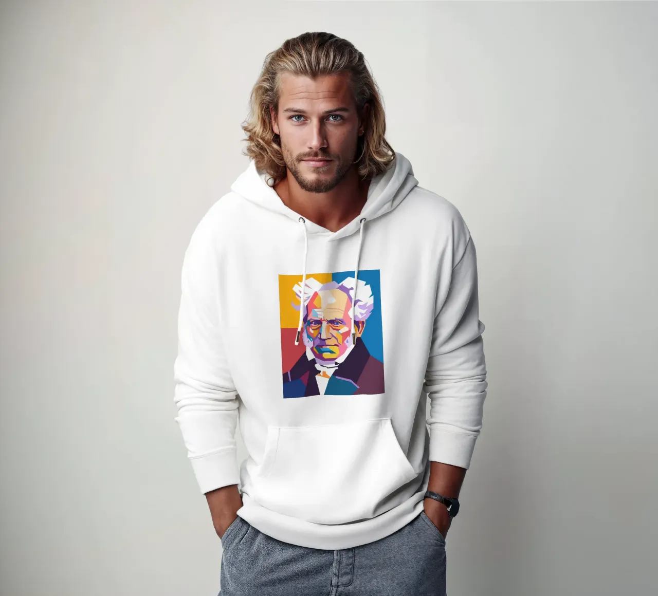Ritratto pop art di Arthur Schopenhauer felpa con cappuccio da Hantamrata