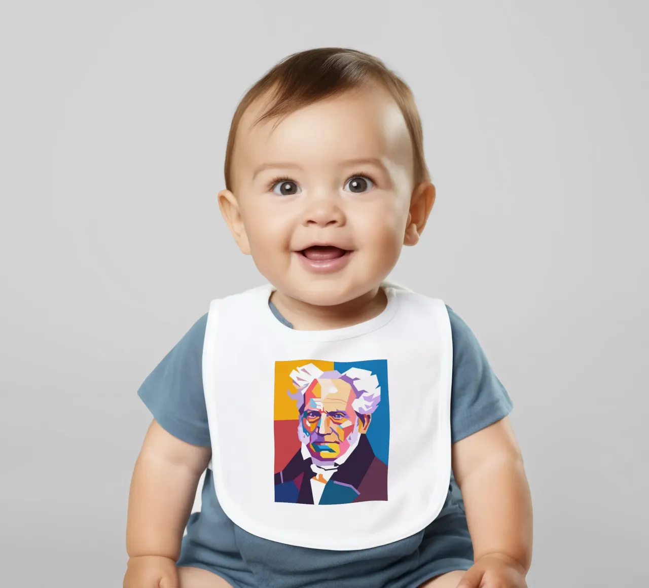 Arthur Schopenhauer pop art portrait baby bib by Hantamrata