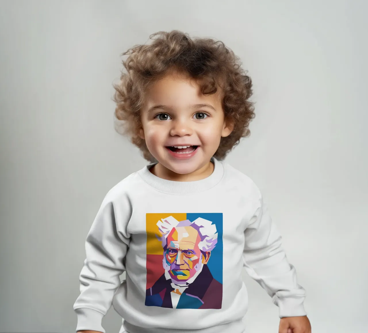 Arthur Schopenhauer pop art portrait baby sweatshirt by Hantamrata