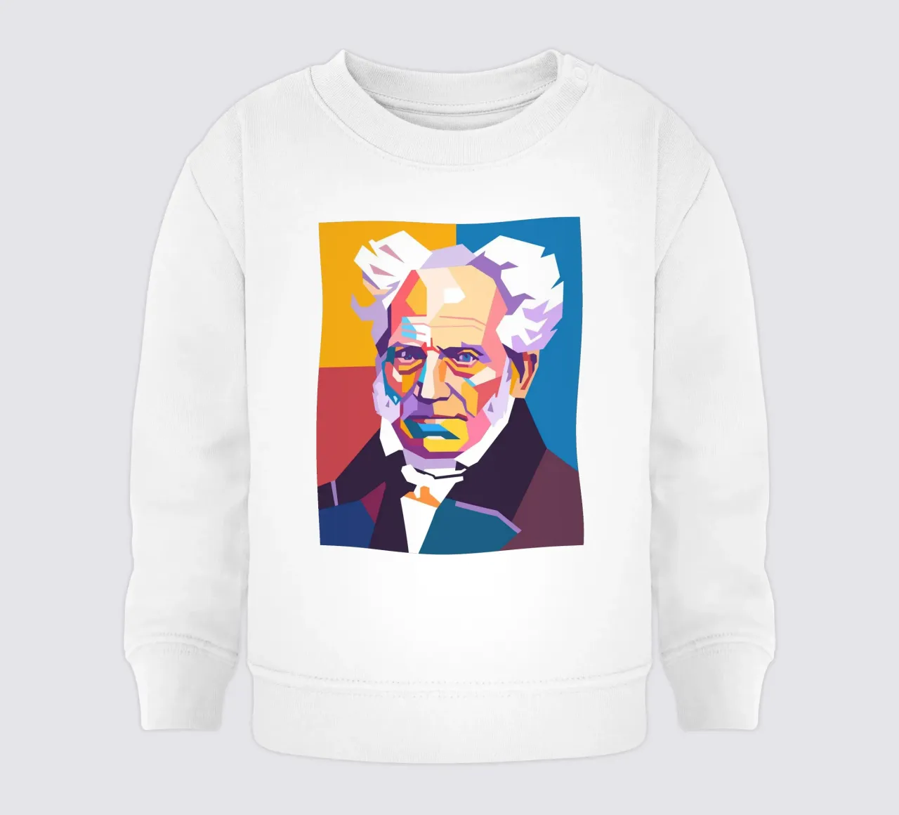 Arthur Schopenhauer pop art portrait baby sweatshirt by Hantamrata